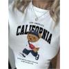 imageWomens Y2K Graphic Shirt Cherry Print Short Sleeve Slim Fitted Summer Vintage Cropped TeeBear White