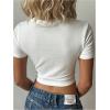 imageWomens Y2K Graphic Shirt Cherry Print Short Sleeve Slim Fitted Summer Vintage Cropped TeeBear White