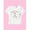 imageWomens Y2K Graphic Shirt Cherry Print Short Sleeve Slim Fitted Summer Vintage Cropped TeeBrown and White