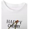 imageWomens Y2K Graphic Shirt Cherry Print Short Sleeve Slim Fitted Summer Vintage Cropped TeeCherry White