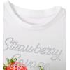 imageWomens Y2K Graphic Shirt Cherry Print Short Sleeve Slim Fitted Summer Vintage Cropped TeeRhinestone White