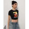 imageWomens Y2K Graphic Shirt Cherry Print Short Sleeve Slim Fitted Summer Vintage Cropped TeeTropical Black