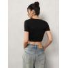 imageWomens Y2K Graphic Shirt Cherry Print Short Sleeve Slim Fitted Summer Vintage Cropped TeeTropical Black