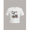 imageWomens Y2K Graphic Shirt Cherry Print Short Sleeve Slim Fitted Summer Vintage Cropped TeeWhite Leopard