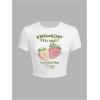 imageWomens Y2K Graphic Shirt Cherry Print Short Sleeve Slim Fitted Summer Vintage Cropped TeeWhite Patterned