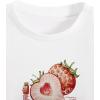 imageWomens Y2K Graphic Shirt Cherry Print Short Sleeve Slim Fitted Summer Vintage Cropped TeeWhite Strawberry