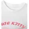 imageWomens Y2K Graphic Shirt Cherry Print Short Sleeve Slim Fitted Summer Vintage Cropped TeeWhite With Pink