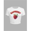 imageWomens Y2K Graphic Shirt Cherry Print Short Sleeve Slim Fitted Summer Vintage Cropped TeeWhite With Red