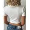 imageWomens Y2K Graphic Shirt Cherry Print Short Sleeve Slim Fitted Summer Vintage Cropped TeeWhite and Red