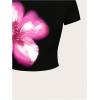 imageWomens Y2k Camo Maple Leaf Print Crop T Shirts Crew Neck Short Sleeve Slim Fit Tops Grunge Going OutBlack and Pink