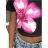 imageWomens Y2k Camo Maple Leaf Print Crop T Shirts Crew Neck Short Sleeve Slim Fit Tops Grunge Going OutBlack and Pink