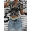 imageWomens Y2k Camo Maple Leaf Print Crop T Shirts Crew Neck Short Sleeve Slim Fit Tops Grunge Going OutLight Grey