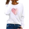 imageWomens Long Sleeve T Shirt Heart Print Crewneck Drop Shoulder Pullover Tops Vintage TeesWhite