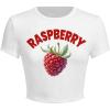 imageWomens Y2K Graphic Shirt Cherry Print Short Sleeve Slim Fitted Summer Vintage Cropped TeeWhite With Red