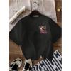 imageWomens Bow Camo Graphic Tees Crewneck Short Sleeve Casual T Shirts TopsLetter Black