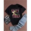 imageWomens Bow Camo Graphic Tees Crewneck Short Sleeve Casual T Shirts TopsLetter Black