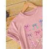 imageWomens Bow Print T Shirt Short Sleeve Crew Neck Summer Casual Tee ShirtsPink