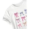 imageWomens Bow Print T Shirt Short Sleeve Crew Neck Summer Casual Tee ShirtsWhite