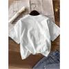 imageWomens Cherry Print Tee Shirt Short Sleeve Crew Neck Drop Shoulder Vintage Tee TopsAnimal White