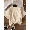 imageWomens Cherry Print Tee Shirt Short Sleeve Crew Neck Drop Shoulder Vintage Tee TopsApricot