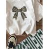 imageWomens Cherry Print Tee Shirt Short Sleeve Crew Neck Drop Shoulder Vintage Tee TopsWhite With Bow