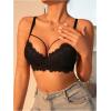 imageWomens Cut Out Floral Lace Bra Push Up Underwire Bras Lightly Lined LingerieBlack