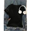 imageWomens Gothic Heart Graphic Tees Short Sleeve Crew Neck Slim Fit T Shirt Vintage Y2K TopsBlack