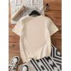 imageWomens Graphic Letter Tee Crew Neck Drop Shoulder Trendy Summer T Shirt Short Sleeve Vintage Car Print TopApricot Blue