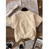 imageWomens Graphic Letter Tee Crew Neck Drop Shoulder Trendy Summer T Shirt Short Sleeve Vintage Car Print TopApricot With Letter
