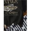 imageWomens Graphic Letter Tee Crew Neck Drop Shoulder Trendy Summer T Shirt Short Sleeve Vintage Car Print TopBlack Green