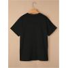 imageWomens Graphic Letter Tee Crew Neck Drop Shoulder Trendy Summer T Shirt Short Sleeve Vintage Car Print TopBlack White
