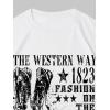 imageWomens Graphic Letter Tee Crew Neck Drop Shoulder Trendy Summer T Shirt Short Sleeve Vintage Car Print TopBoots Print White