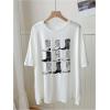 imageWomens Graphic Letter Tee Crew Neck Drop Shoulder Trendy Summer T Shirt Short Sleeve Vintage Car Print TopBoots White