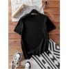 imageWomens Graphic Letter Tee Crew Neck Drop Shoulder Trendy Summer T Shirt Short Sleeve Vintage Car Print TopCar Black