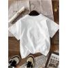 imageWomens Graphic Letter Tee Crew Neck Drop Shoulder Trendy Summer T Shirt Short Sleeve Vintage Car Print TopCherry White