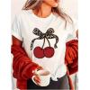 imageWomens Graphic Letter Tee Crew Neck Drop Shoulder Trendy Summer T Shirt Short Sleeve Vintage Car Print TopCherry White
