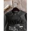 imageWomens Graphic Letter Tee Crew Neck Drop Shoulder Trendy Summer T Shirt Short Sleeve Vintage Car Print TopDark Grey