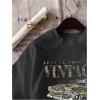 imageWomens Graphic Letter Tee Crew Neck Drop Shoulder Trendy Summer T Shirt Short Sleeve Vintage Car Print TopDeep Grey