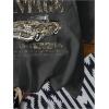 imageWomens Graphic Letter Tee Crew Neck Drop Shoulder Trendy Summer T Shirt Short Sleeve Vintage Car Print TopDeep Grey