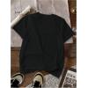 imageWomens Graphic Letter Tee Crew Neck Drop Shoulder Trendy Summer T Shirt Short Sleeve Vintage Car Print TopFlower Black