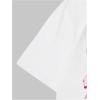 imageWomens Graphic Letter Tee Crew Neck Drop Shoulder Trendy Summer T Shirt Short Sleeve Vintage Car Print TopPink Bow White