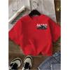 imageWomens Graphic Letter Tee Crew Neck Drop Shoulder Trendy Summer T Shirt Short Sleeve Vintage Car Print TopRed Graphic