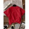 imageWomens Graphic Letter Tee Crew Neck Drop Shoulder Trendy Summer T Shirt Short Sleeve Vintage Car Print TopRed and Black