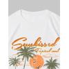 imageWomens Graphic Letter Tee Crew Neck Drop Shoulder Trendy Summer T Shirt Short Sleeve Vintage Car Print TopSeaside White