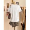 imageWomens Graphic Letter Tee Crew Neck Drop Shoulder Trendy Summer T Shirt Short Sleeve Vintage Car Print TopWhite Camo