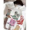 imageWomens Graphic Letter Tee Crew Neck Drop Shoulder Trendy Summer T Shirt Short Sleeve Vintage Car Print TopWhite Graphic
