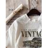 imageWomens Graphic Letter Tee Crew Neck Drop Shoulder Trendy Summer T Shirt Short Sleeve Vintage Car Print TopWhite Green