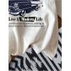 imageWomens Graphic Letter Tee Crew Neck Drop Shoulder Trendy Summer T Shirt Short Sleeve Vintage Car Print TopWhite Patterned