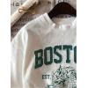 imageWomens Graphic Letter Tee Crew Neck Drop Shoulder Trendy Summer T Shirt Short Sleeve Vintage Car Print TopWhite With Green