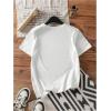 imageWomens Graphic Letter Tee Crew Neck Drop Shoulder Trendy Summer T Shirt Short Sleeve Vintage Car Print TopWhite and Red